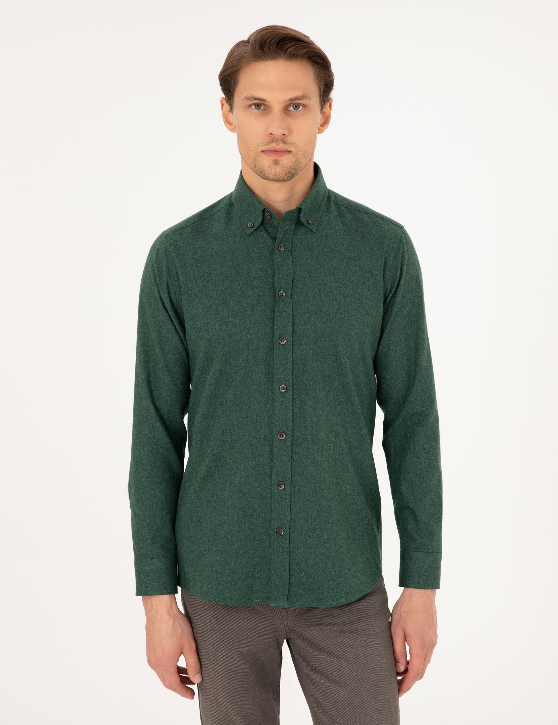 Green Regular Fit Long Sleeve Shirt