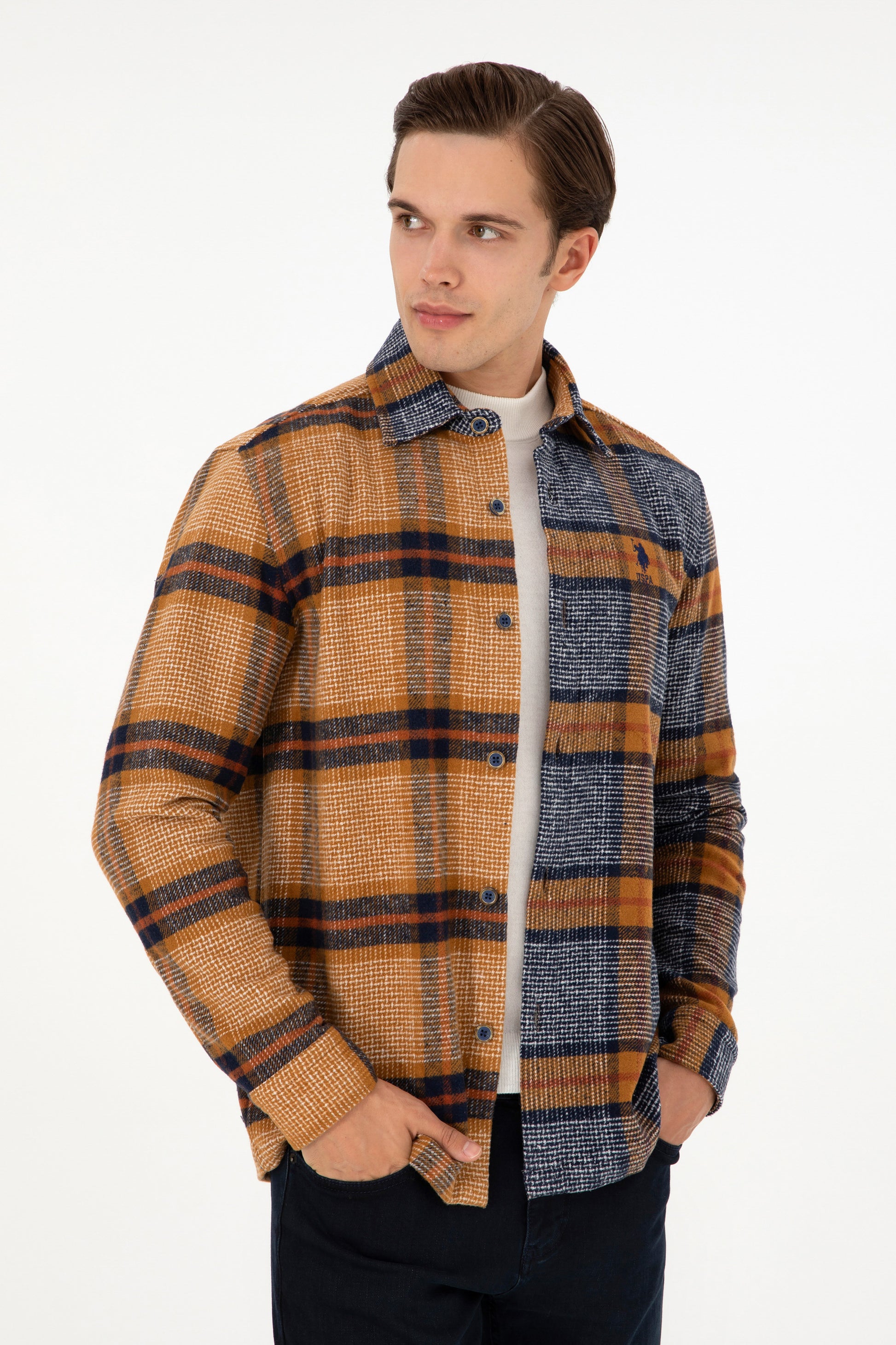 Men's Navy Blue Long Sleeve Shirt