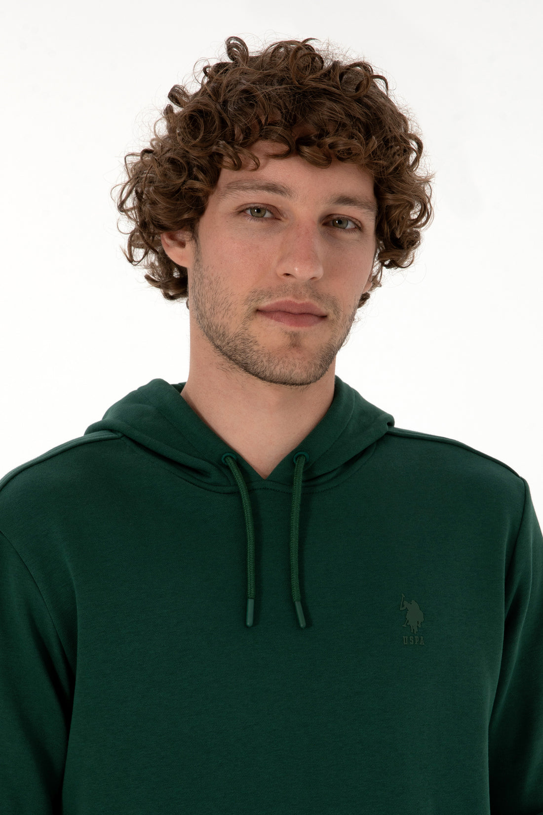 Erkek Regular Fit Kapişonlu Koyu Yeşil Basic Sweatshirt