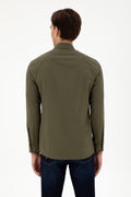 Men's Khaki Long Sleeve Basic Shirt