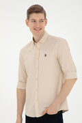 Men's Camel Long Sleeve Basic Shirt