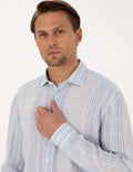 Light Blue 100% Linen Long Sleeve Shirt