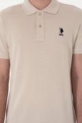 Men's Slim Fit Polo Neck Stone Basic T-Shirt