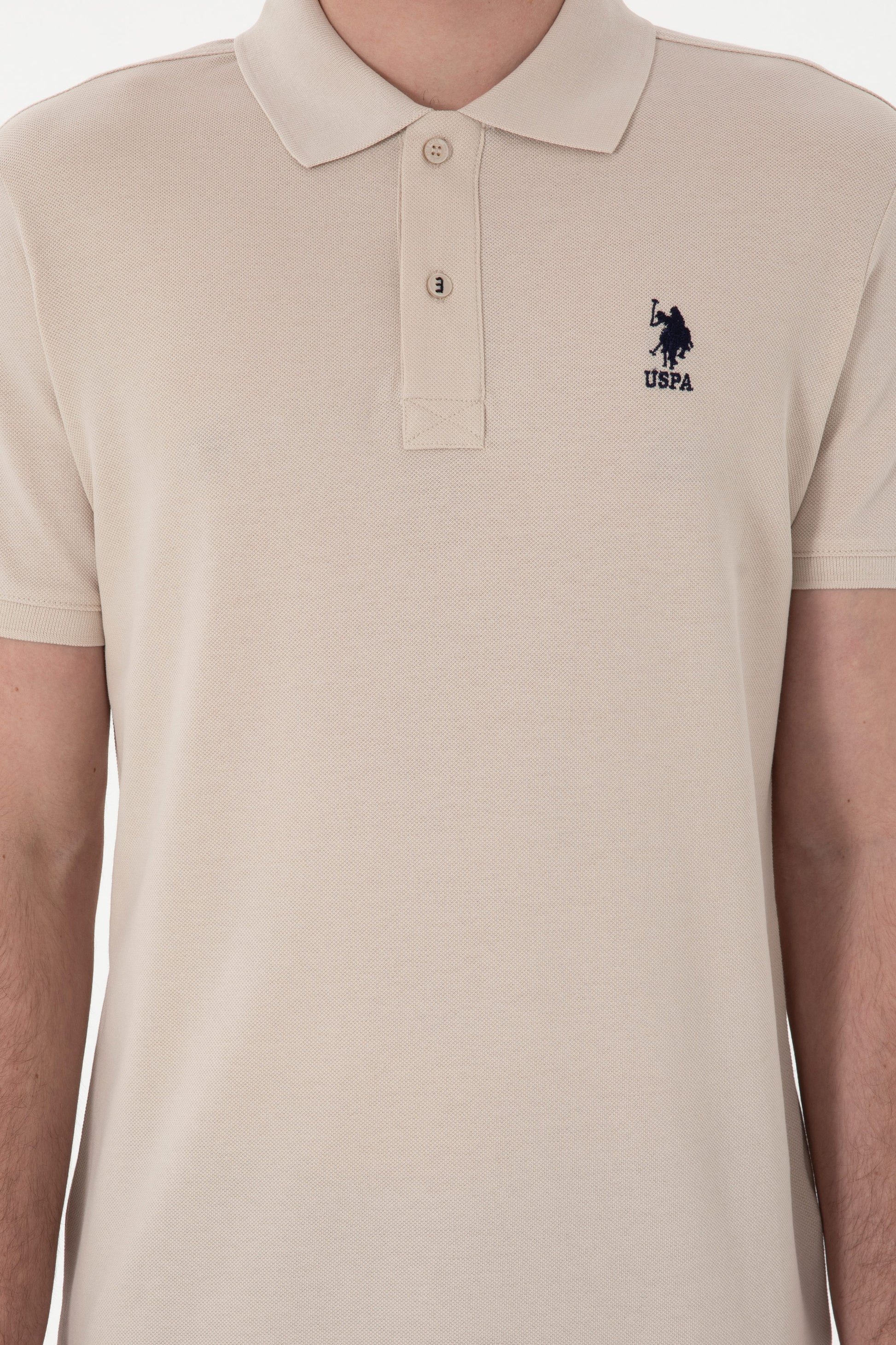 Men's Slim Fit Polo Neck Stone Basic T-Shirt