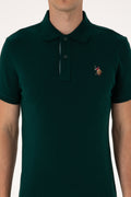 Men's Slim Fit Polo Neck Dark Green Basic T-Shirt