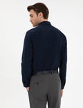 Navy Blue Regular Fit Long Sleeve Basic Shirt