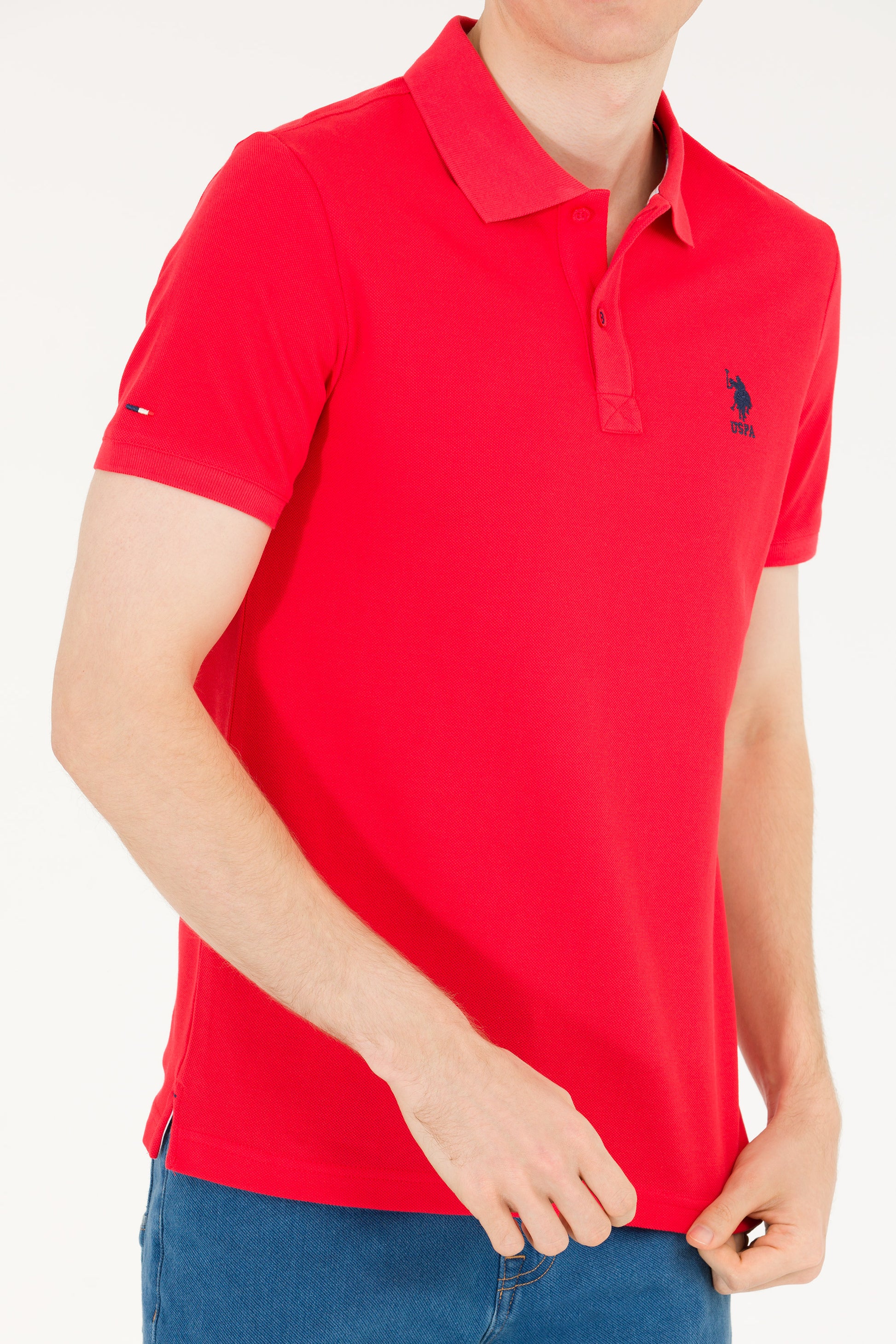 Men's Red Basic Polo Neck T-Shirt