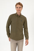 Men's Khaki Long Sleeve Basic Shirt