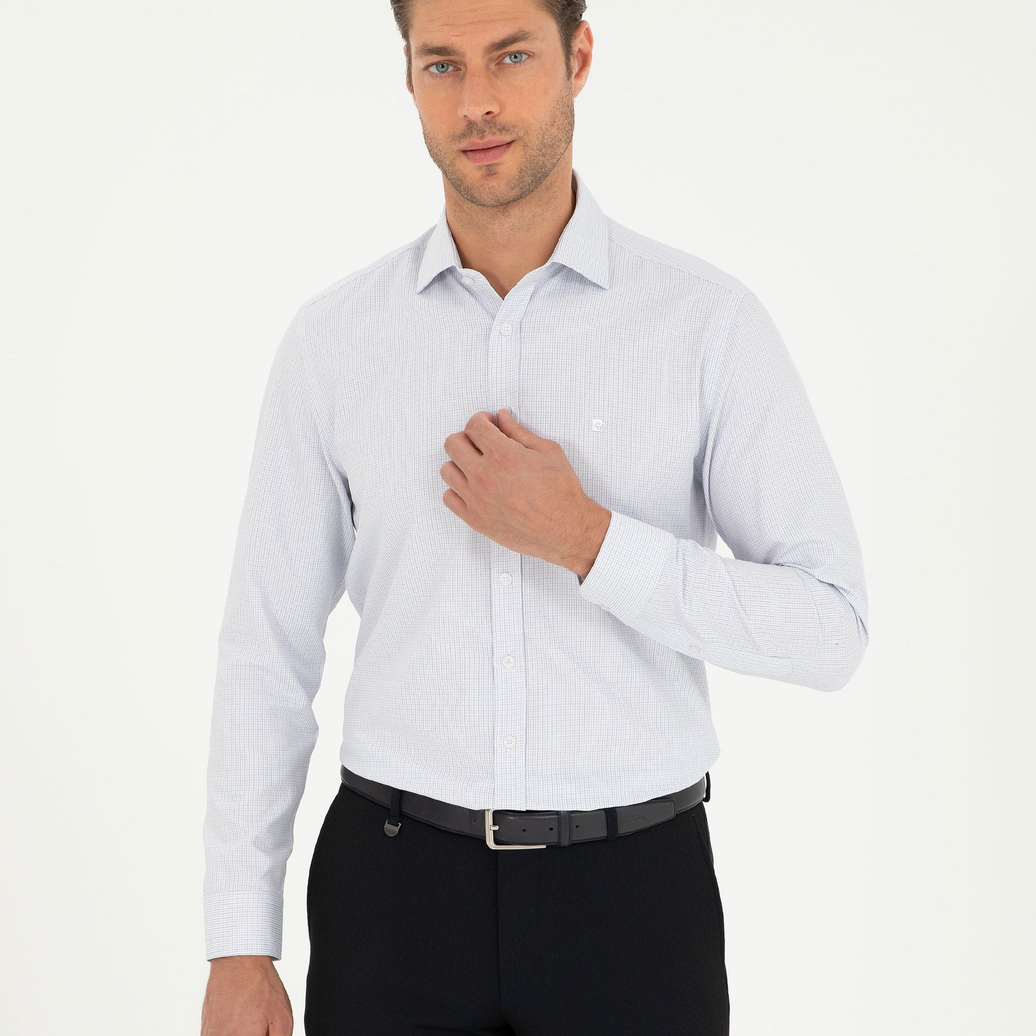 Navy Blue Slim Fit Long Sleeve Shirt
