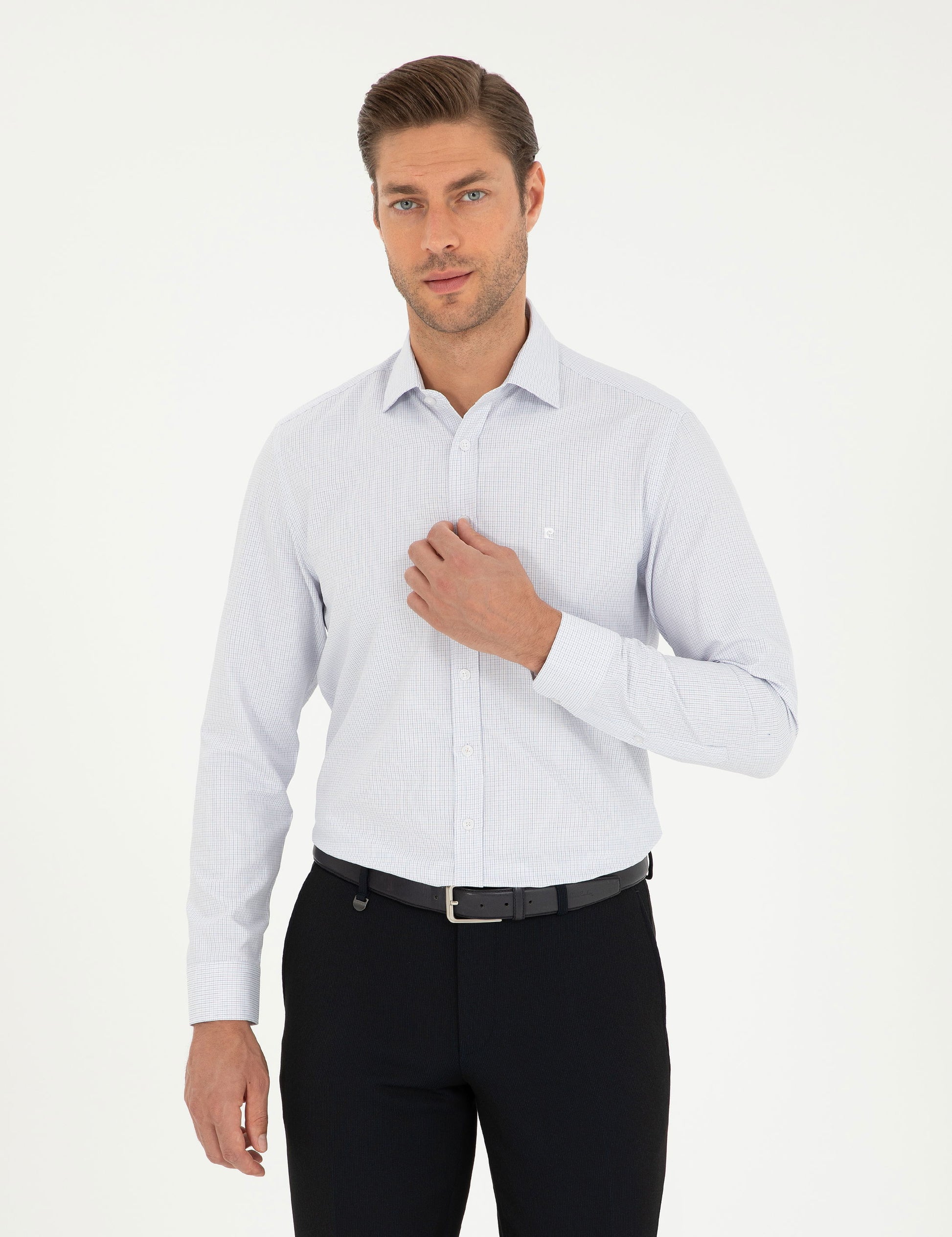 Navy Blue Slim Fit Long Sleeve Shirt