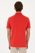 Men's Slim Fit Polo Neck Red Basic T-Shirt