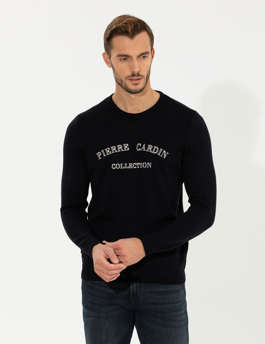 Navy Blue Slim Fit Crew Neck Sweater Sweater