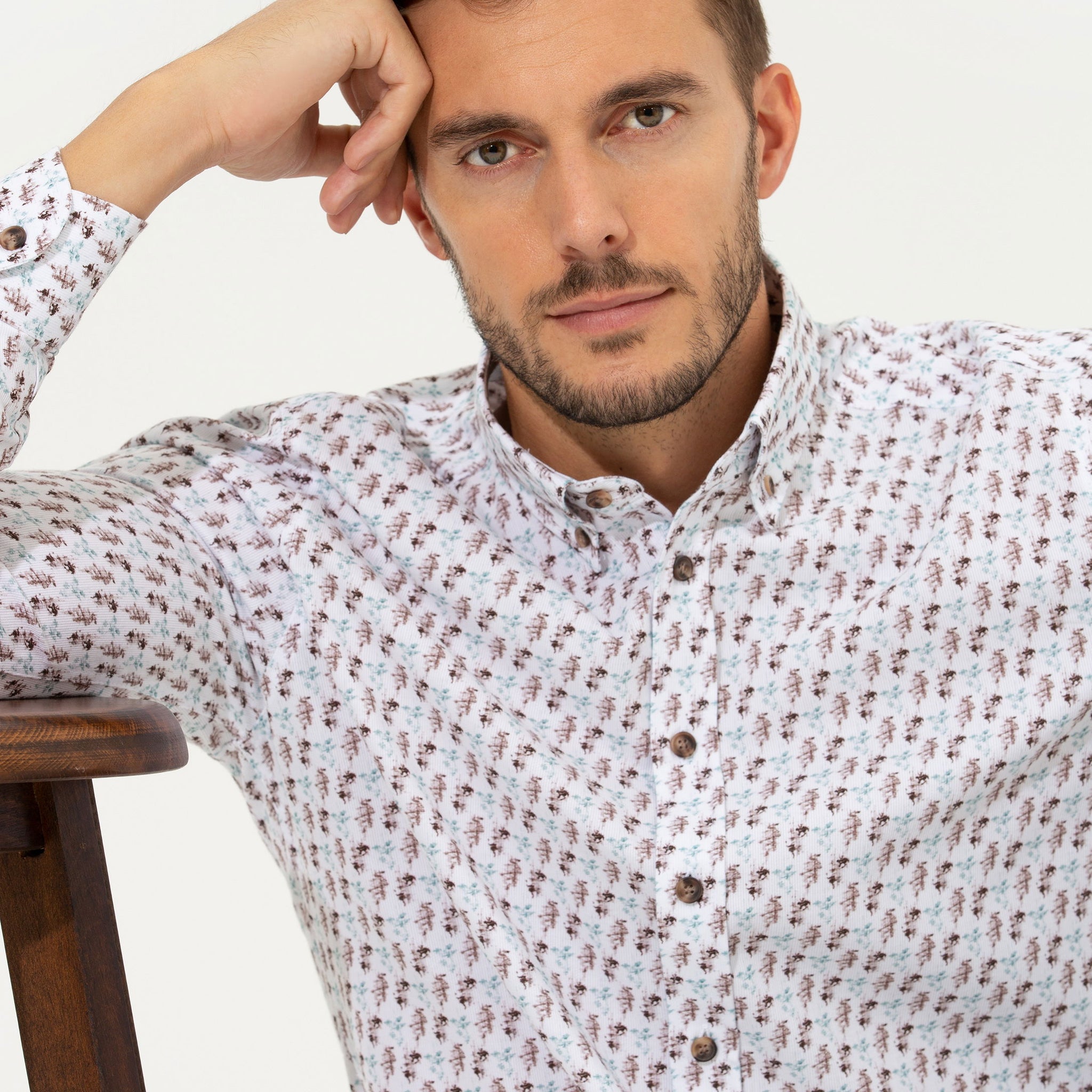 White Regular Fit Long Sleeve Shirt