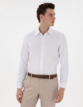White Italian Collar Ruffle Long Sleeve Shirt