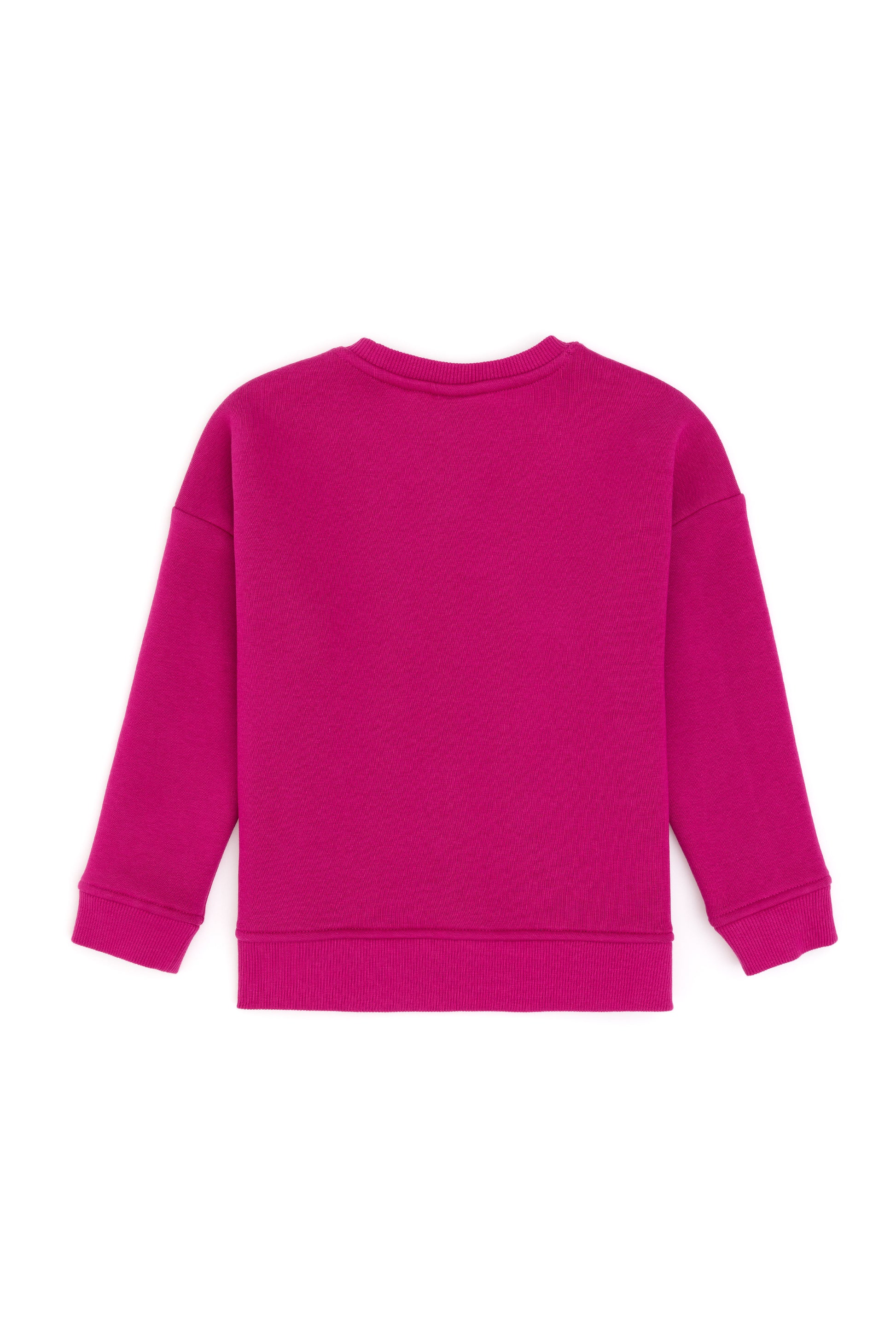 Girls' Fuchsia Basic Crew Neck Sweatshirt