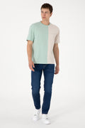 Men's Comfort Fit Crew Neck Water Green T-Shirt