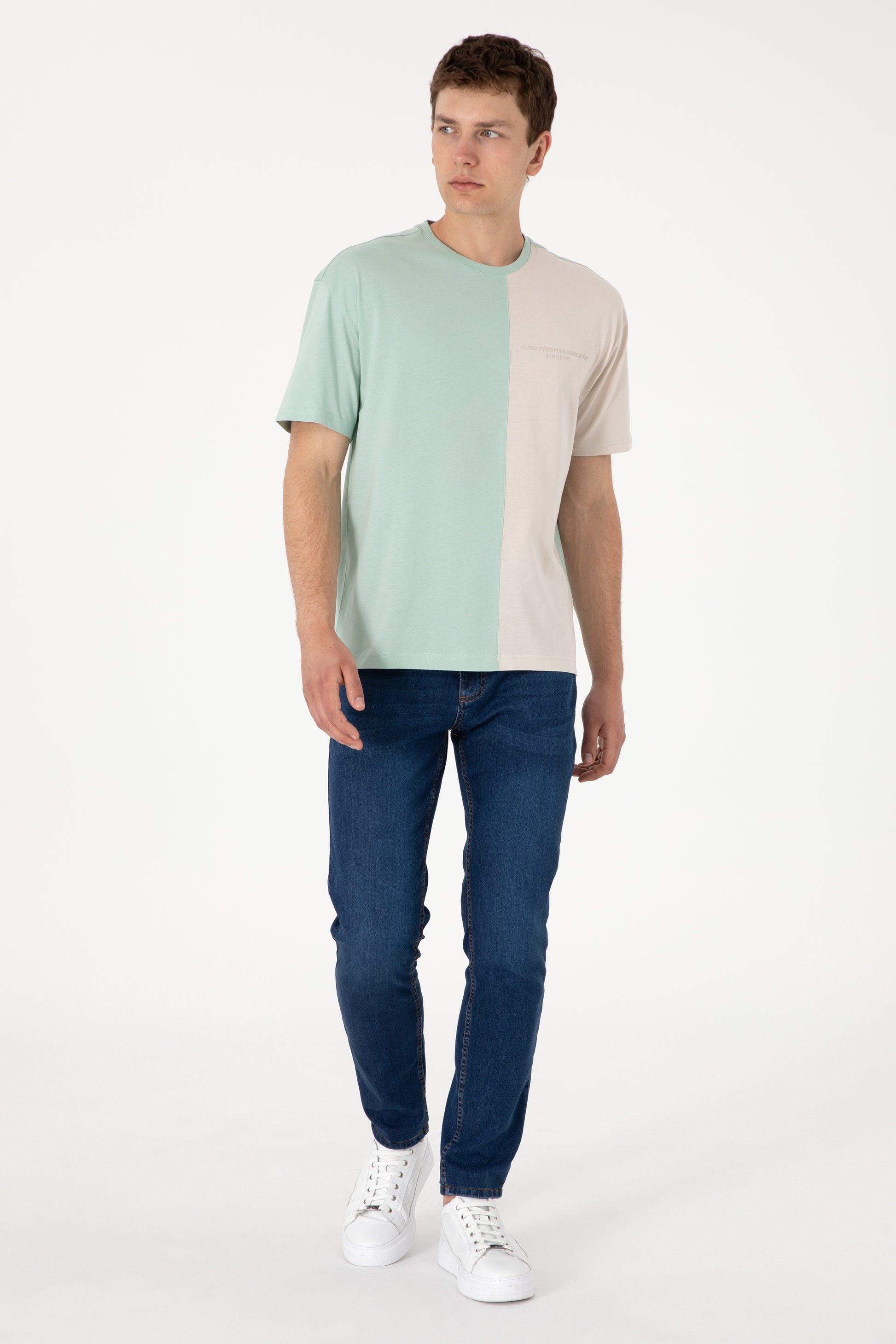 Men's Comfort Fit Crew Neck Water Green T-Shirt