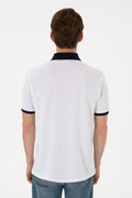 Men's Regular Fit Polo Neck White Basic T-Shirt