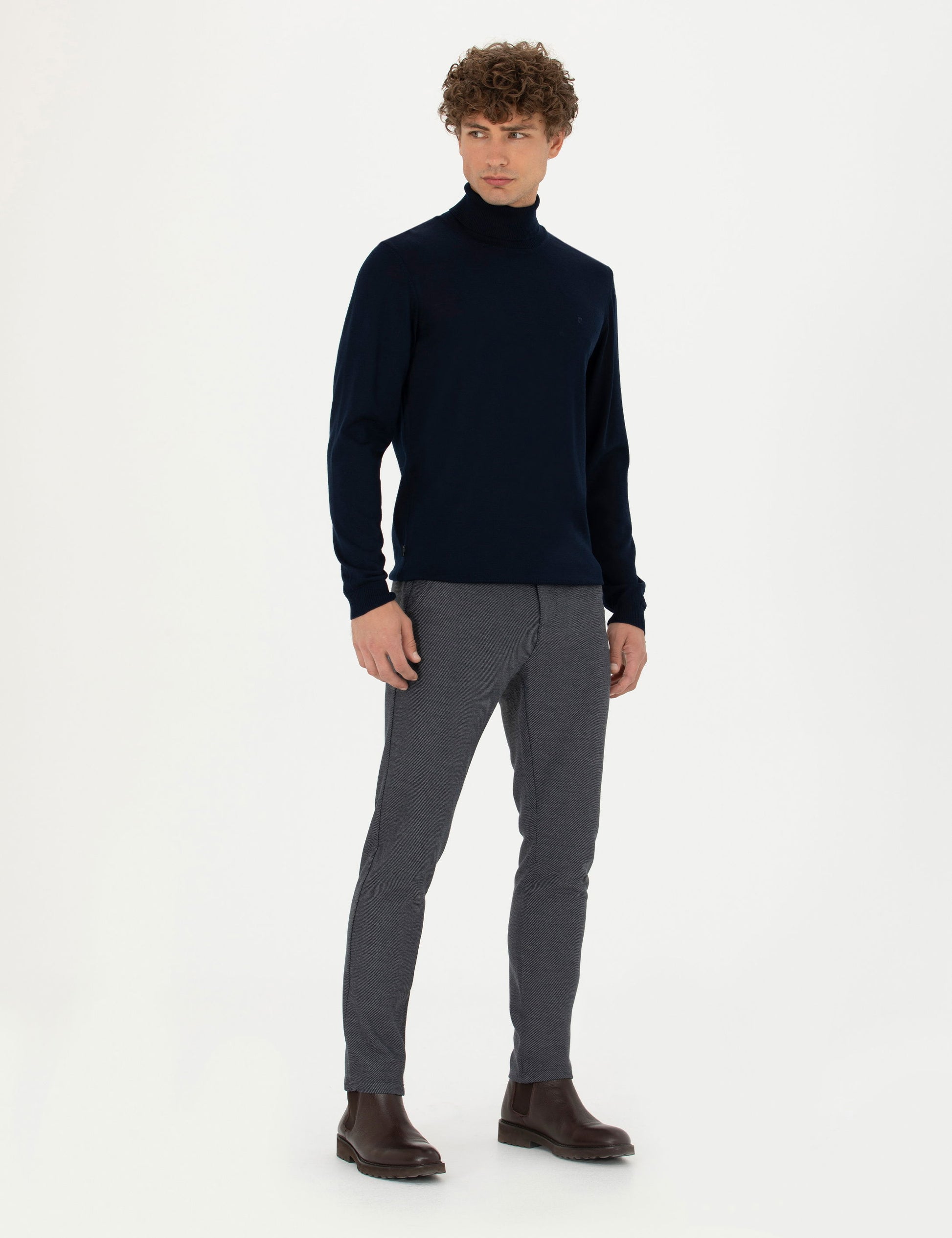 Navy Blue Slim Fit Canvas Pants