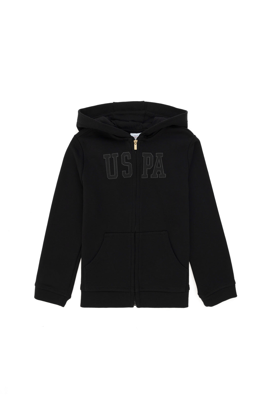 Girls' Black Hooded Basic Sweatshirt