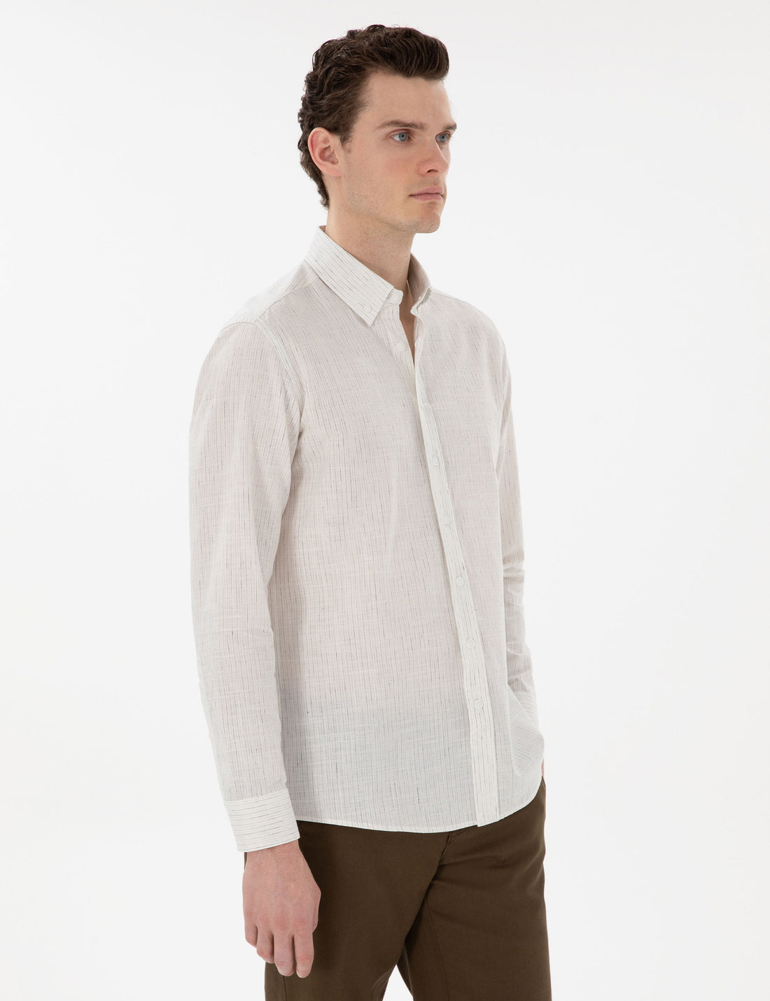 White Regular Fit Long Sleeve Shirt