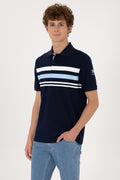 Men's Regular Fit Polo Neck Navy T-Shirt