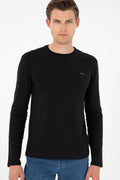 Men's Slim Fit Crew Neck Black Basic Sweatshirt