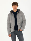 Grey Hooded Padded Sport Coat