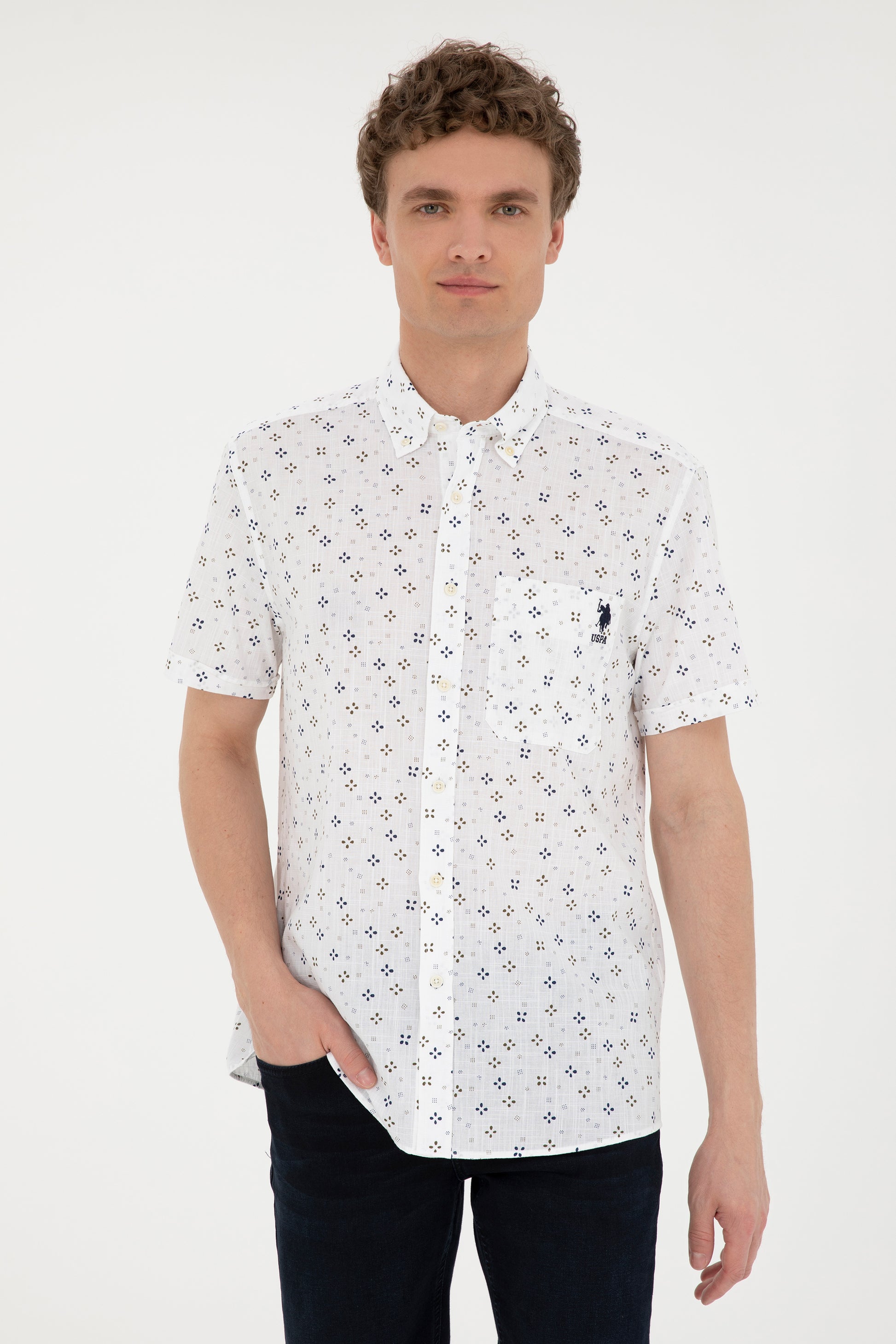Men's Ecru Short Sleeve Shirt