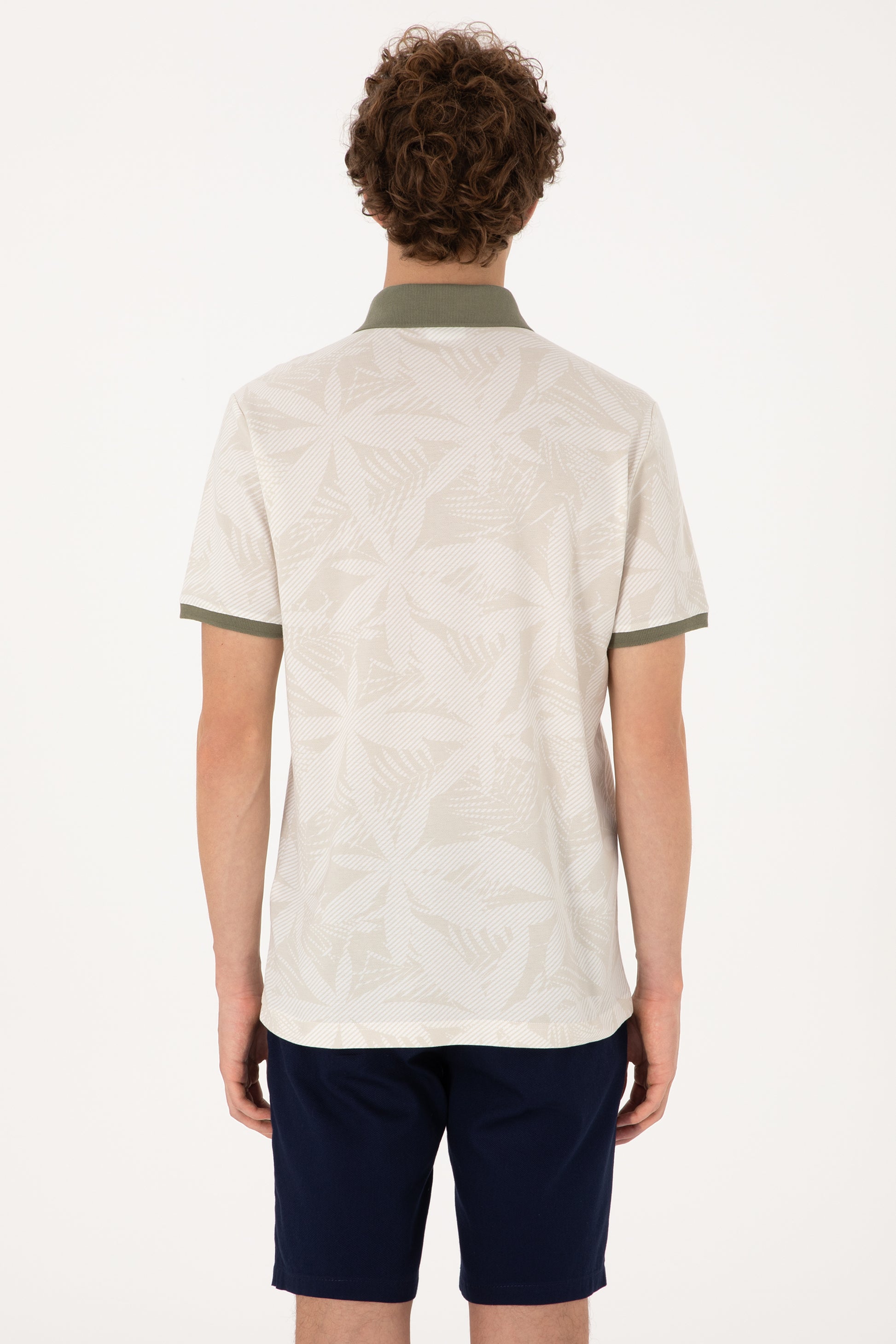 Men's Regular Fit Polo Neck Stone T-Shirt
