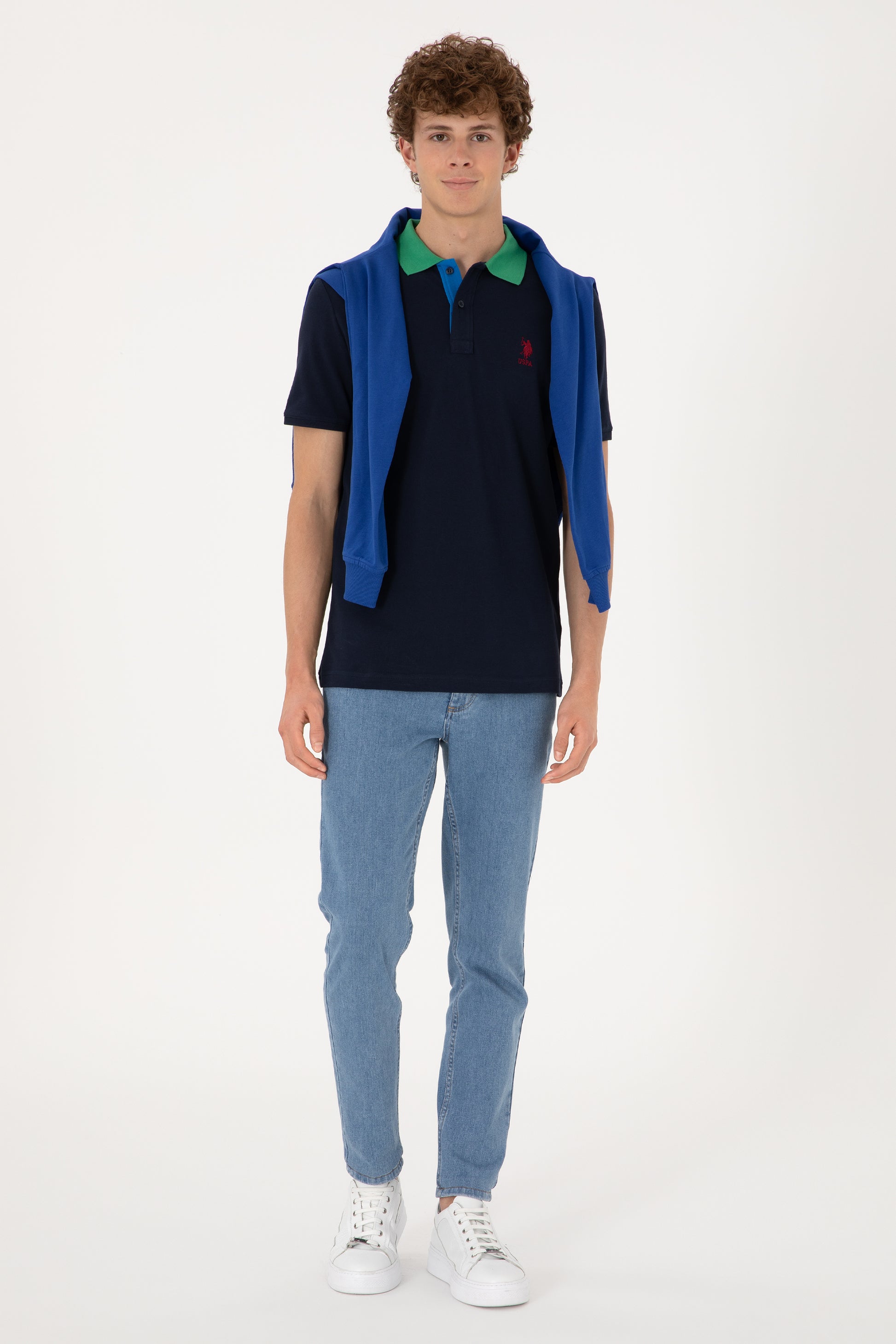 Men's Regular Fit Polo Neck Navy T-Shirt