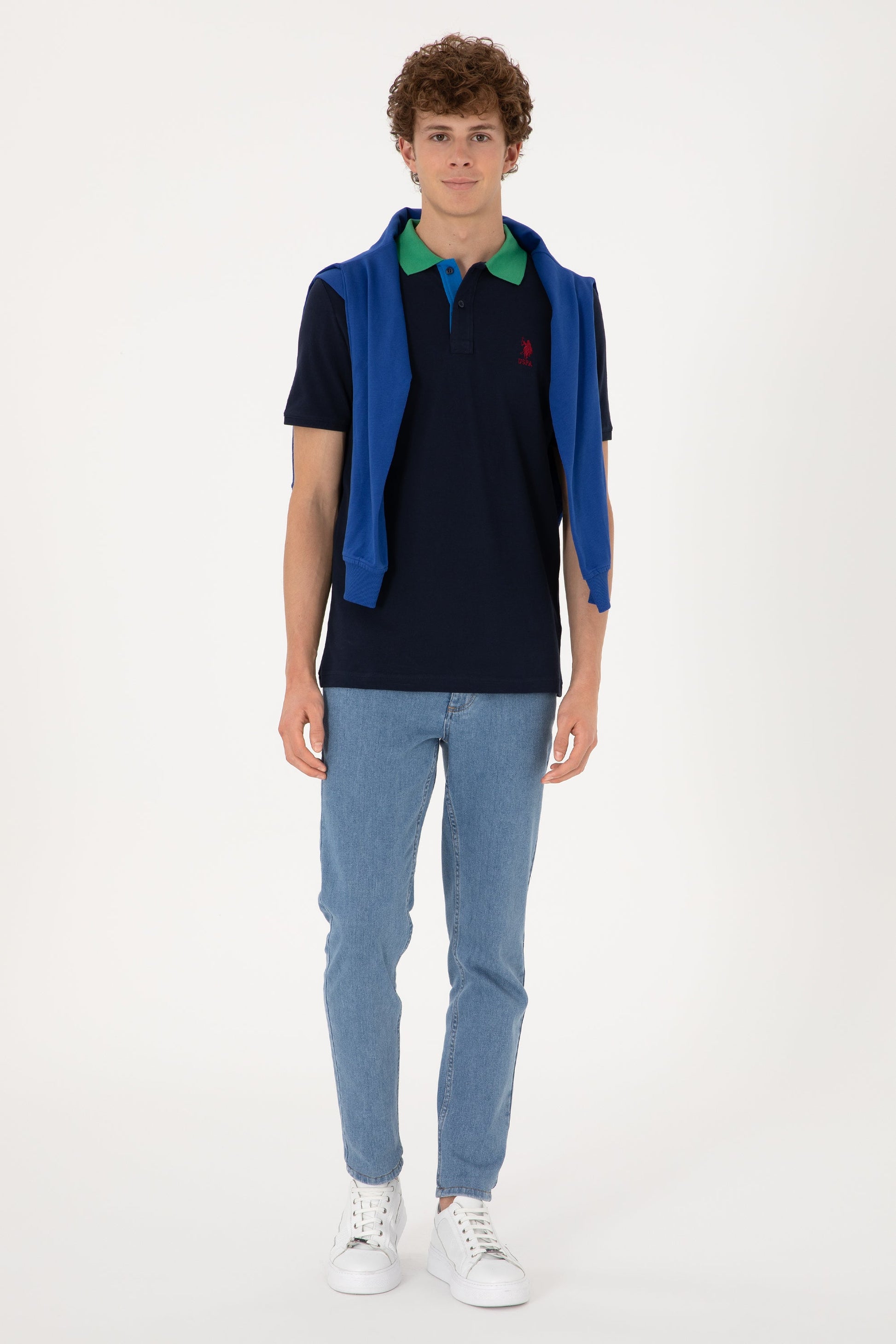 U.S. Polo Assn. - Men's Regular Fit Polo Neck Navy T-Shirt