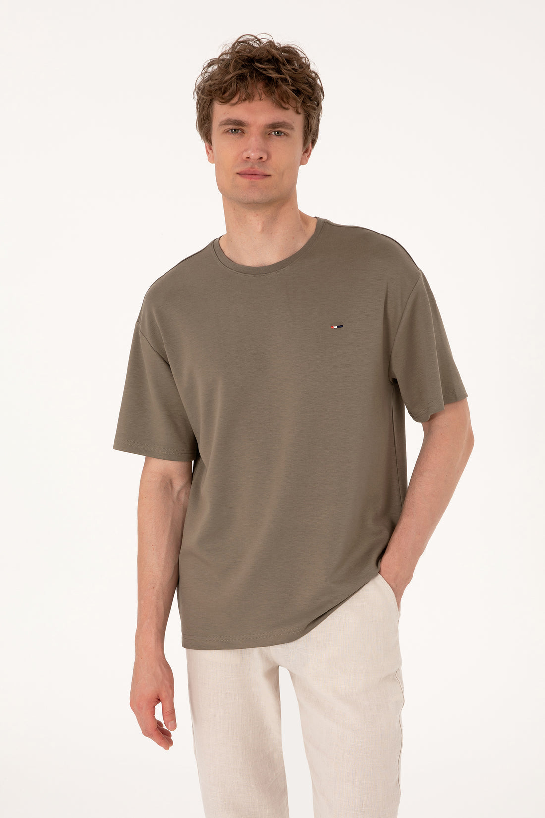 Men's Comfort Fit Crew Neck Mink T-Shirt