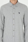 Men's Light Grey Long Sleeve Basic Shirt