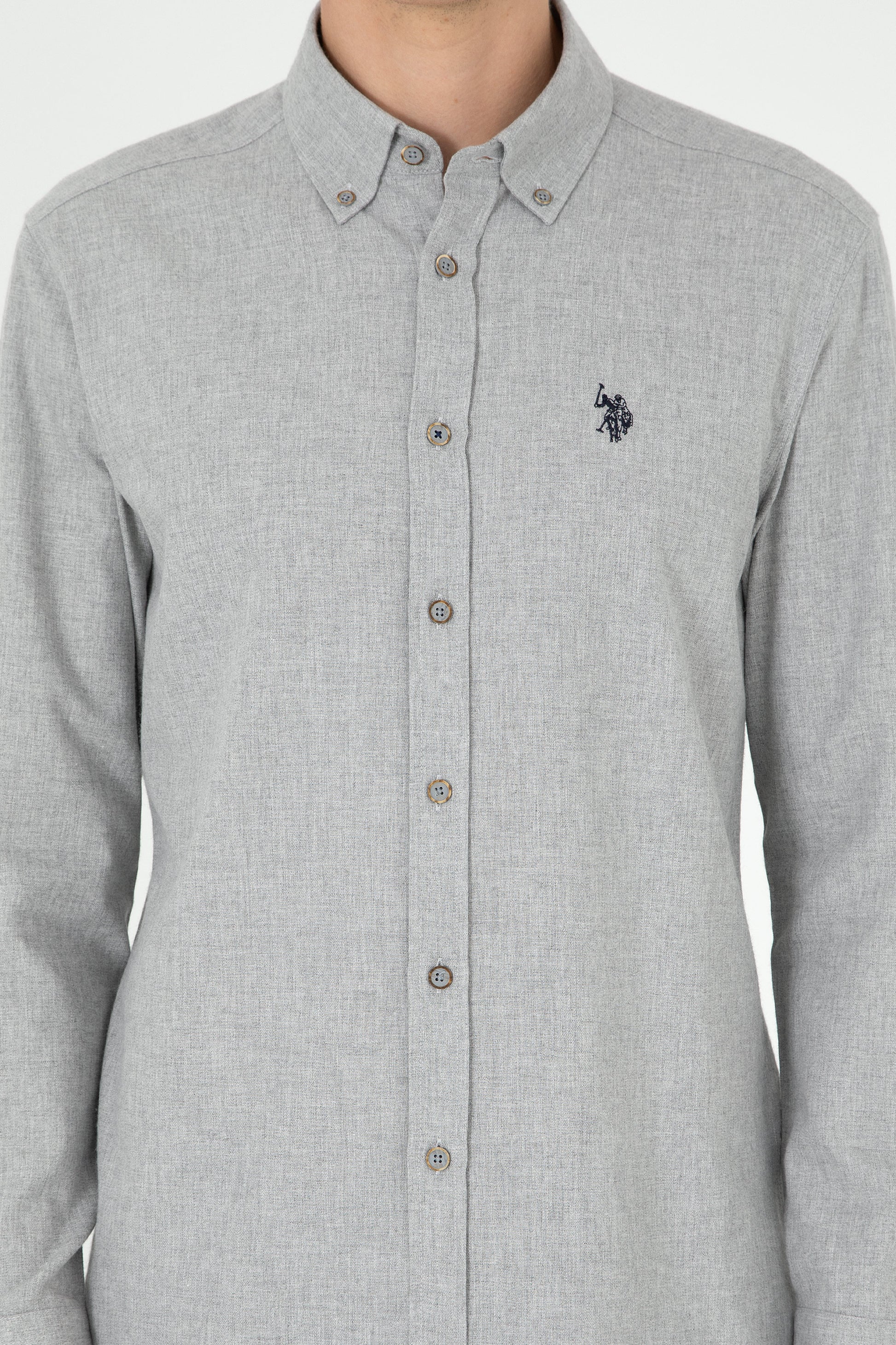 Men's Light Grey Long Sleeve Basic Shirt