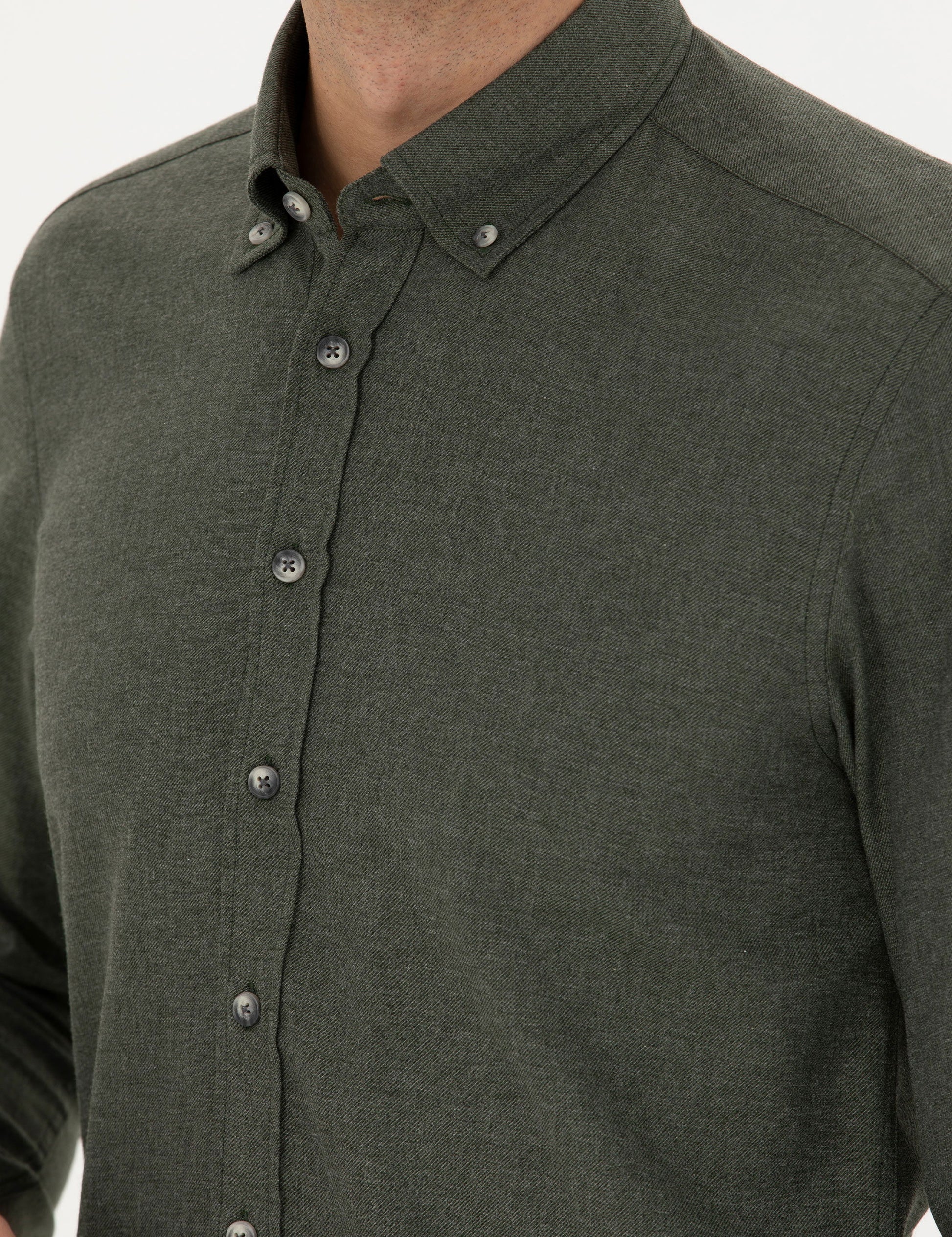 Khaki Slim Fit Long Sleeve Shirt