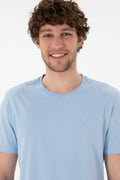 Men's Regular Fit Crew Neck Blue Basic T-Shirt