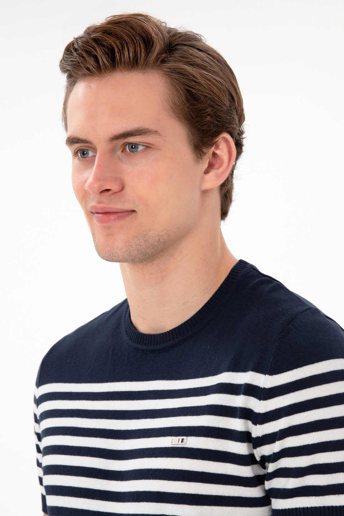 Men's Slim Fit Crew Neck Navy Sweater T-Shirt