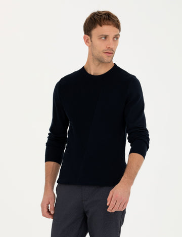 Navy Blue Slim Fit Sweater