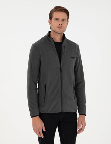 Anthracite Regular Fit Fleece Cardigan