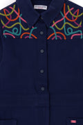 Girls' Navy Blue Knitted Dress