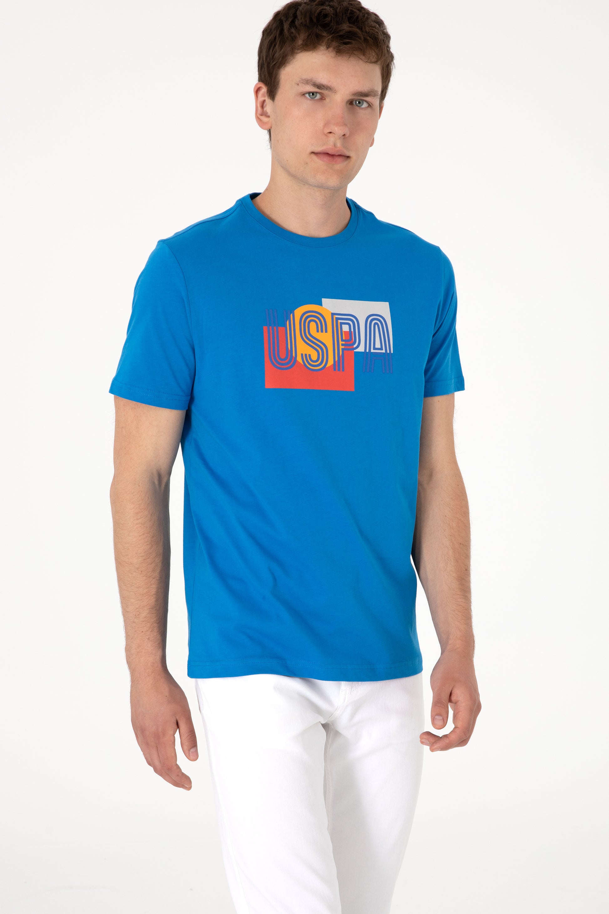 Men's Regular Fit Cobalt Crew Neck T-Shirt