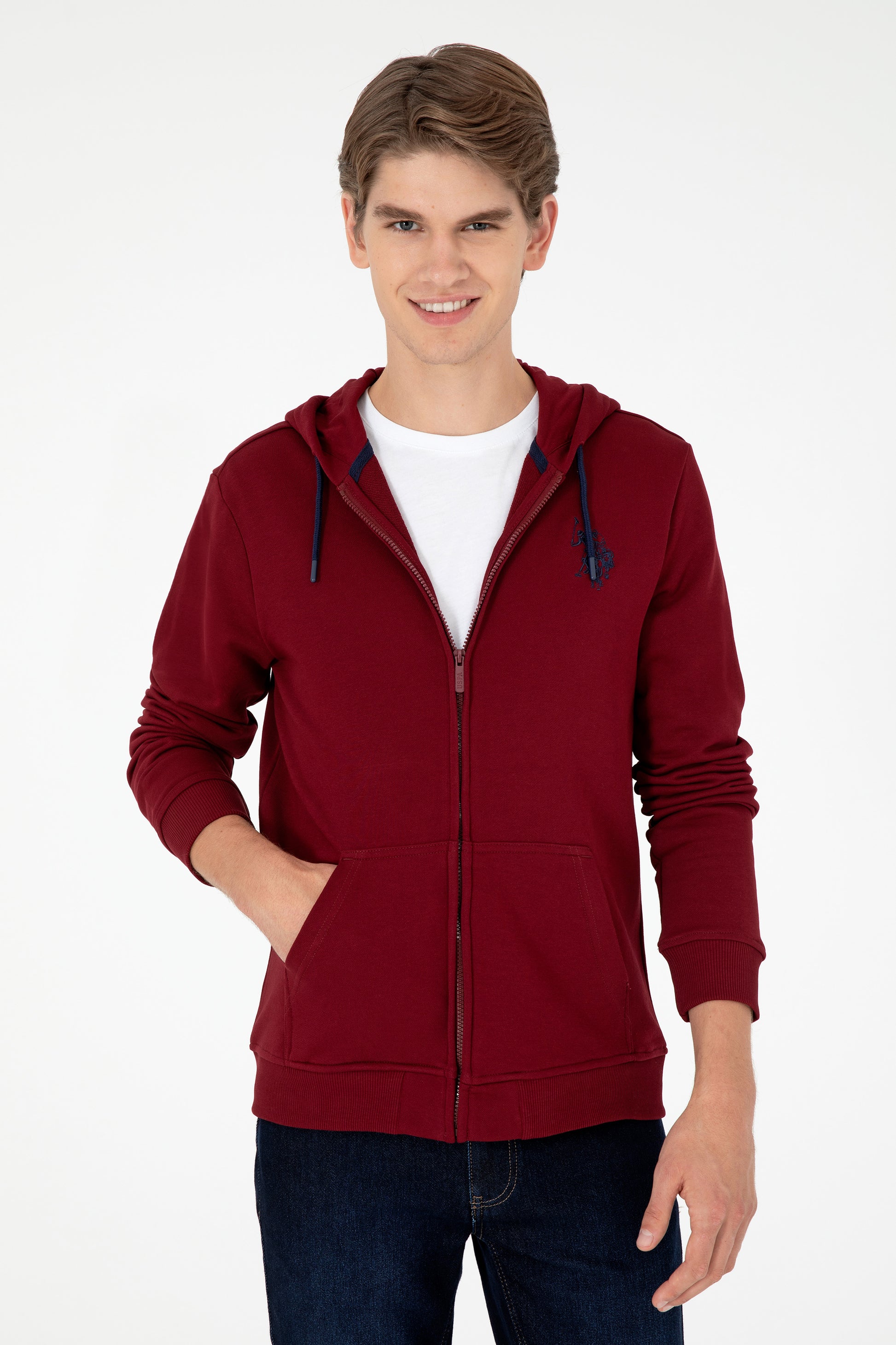 Men's Burgundy Knitted Cardigan