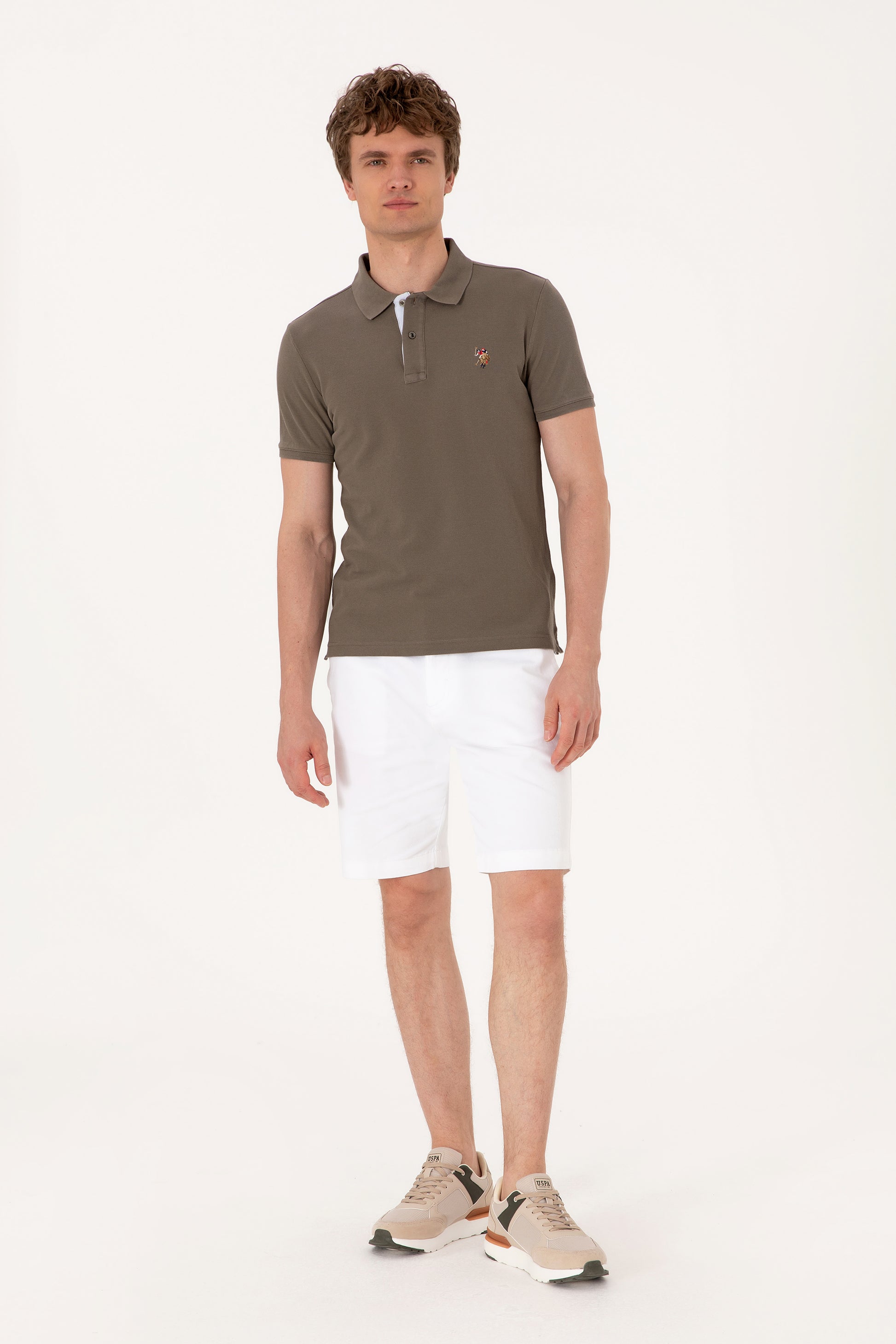 Men's Slim Fit Polo Neck Mink Basic T-Shirt