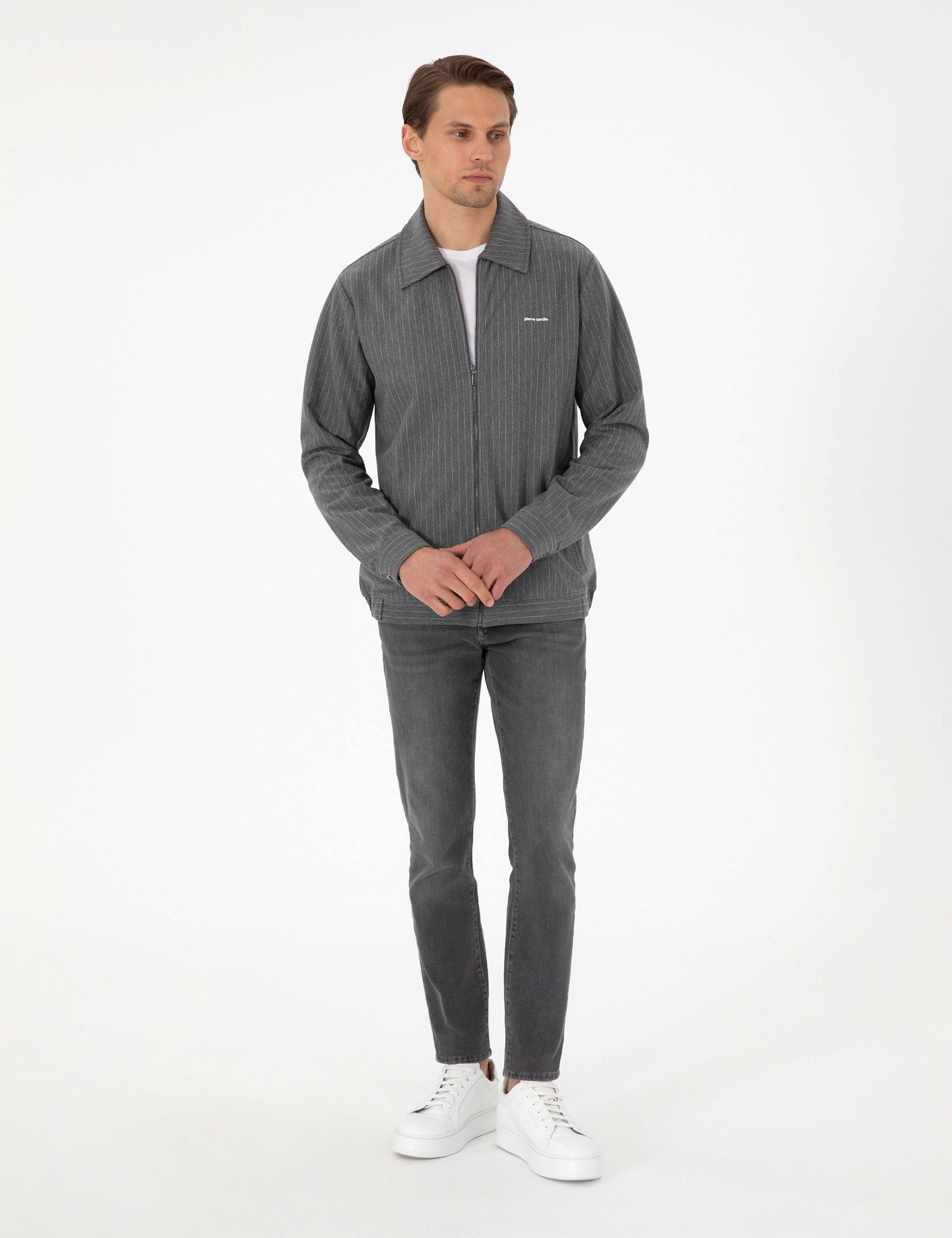 Antrasit Melanj Regular Fit Örme Hırka