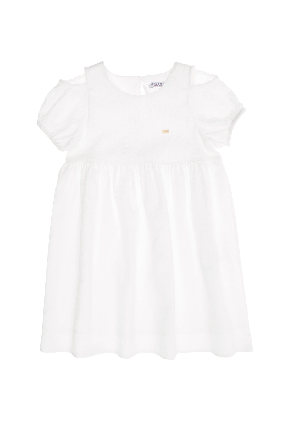 Girls' White Short Sleeve Knitted Dress