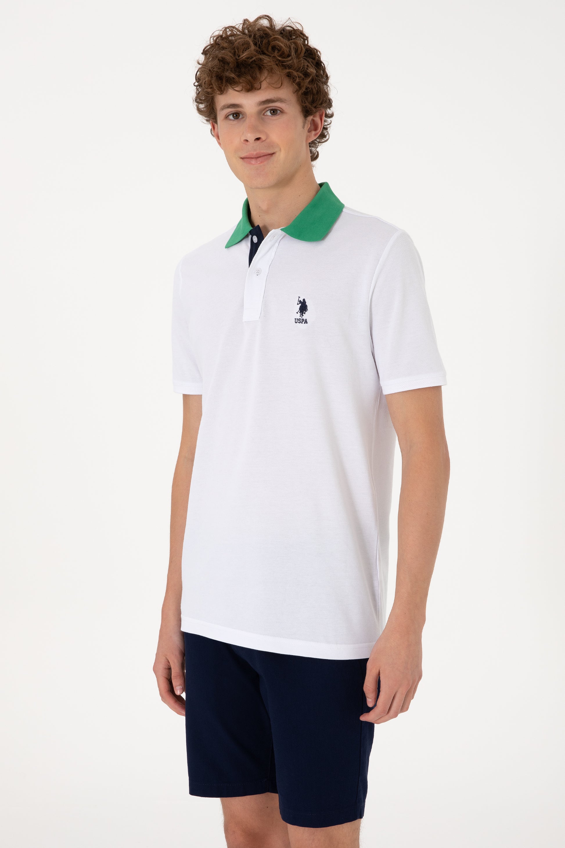 Men's Regular Fit Polo Neck White T-Shirt