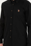 Men's Black Long Sleeve Basic Shirt