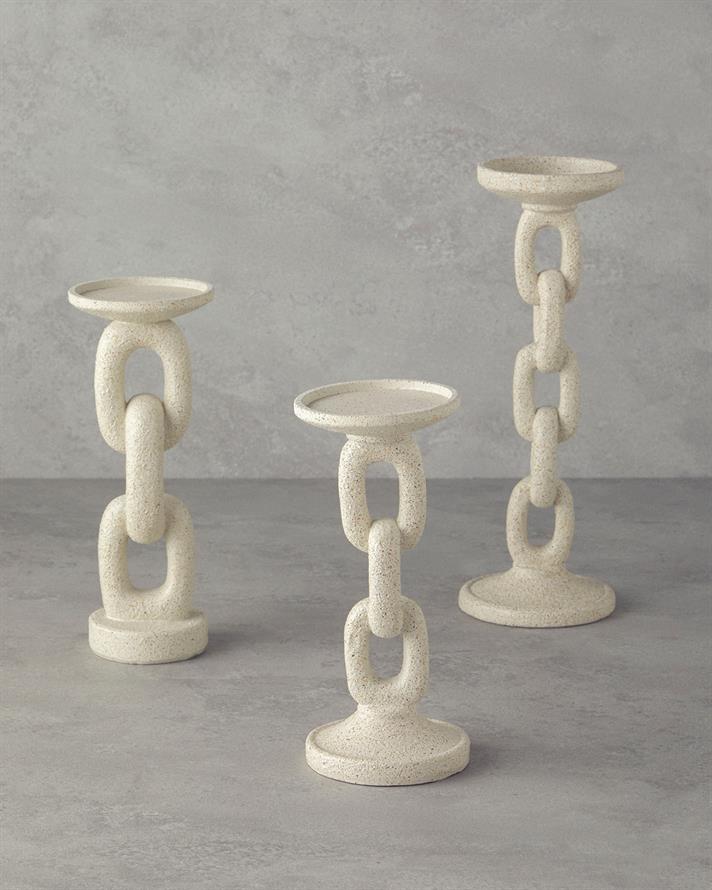 Chain Glass Candle Holder Cream