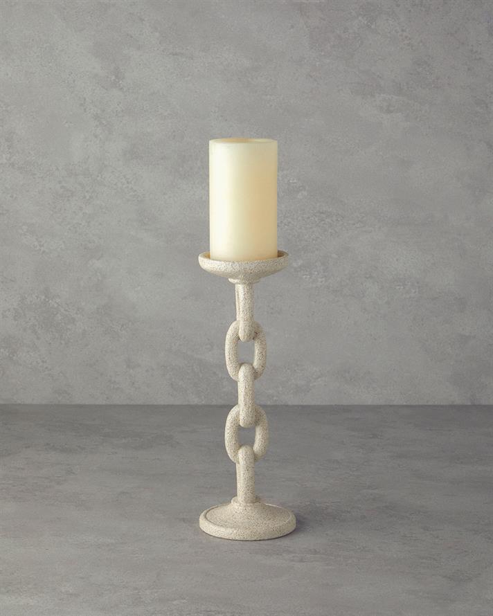 Chain Glass Candle Holder Cream